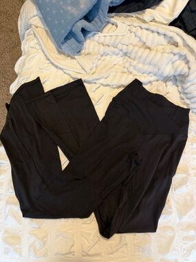 Aerie Crossover Waist, Black High-Waist Women's flare Leggings